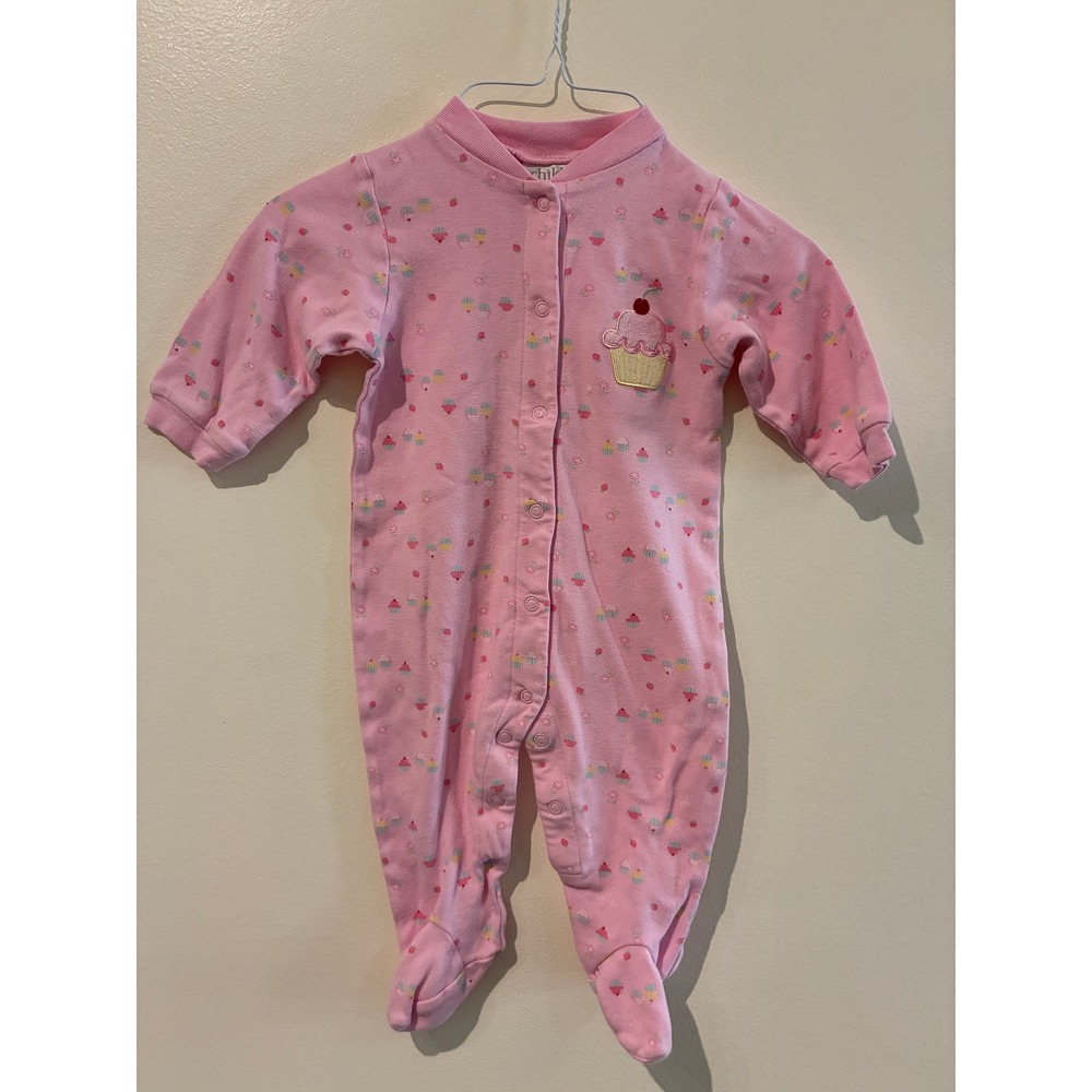 Child of Mine by Carters Vintage Pink Cupcake Footed Sleep and Play 12-18M